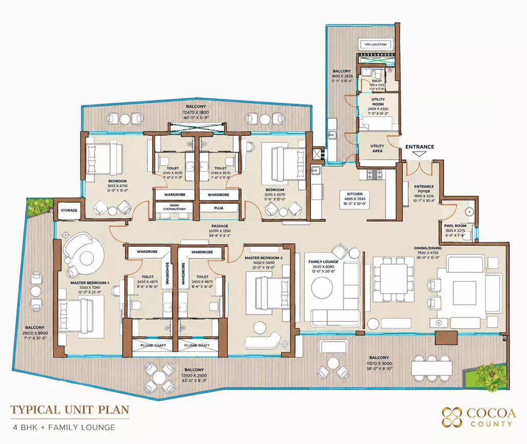 Type A - 4 Bhk + 4t + Lounge + Utility 4671 Sq. Ft.